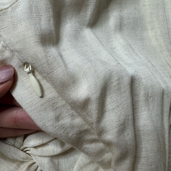 NEW Anthropologie Twist Knot Front Vneck Linen Midi Dress 6 Neutral Minimalist - Picture 9 of 9